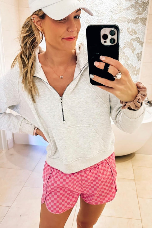 Print High Waisted Athletic Shorts